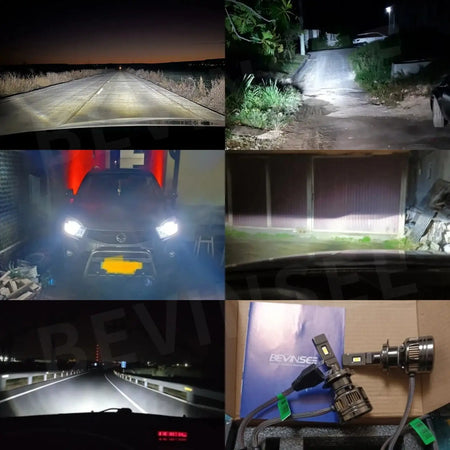 Bevinsee V45 LED Headlights 120W 22000LM H4 H7 H11 CANBUS
