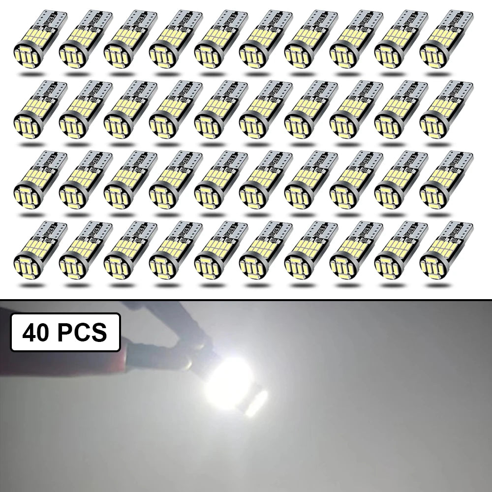 10-40PCS T10 W5W LED Bulb CANBUS 12V &ndash; Super Bright 40 PCS -White