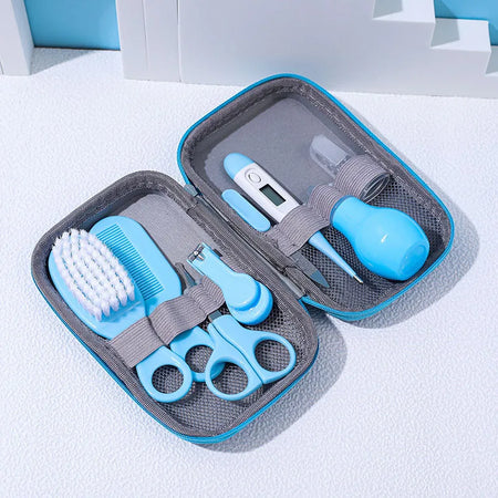 Baby Care Kit: Comprehensive Health &amp; Grooming Set for Newborns Blue 8PCS