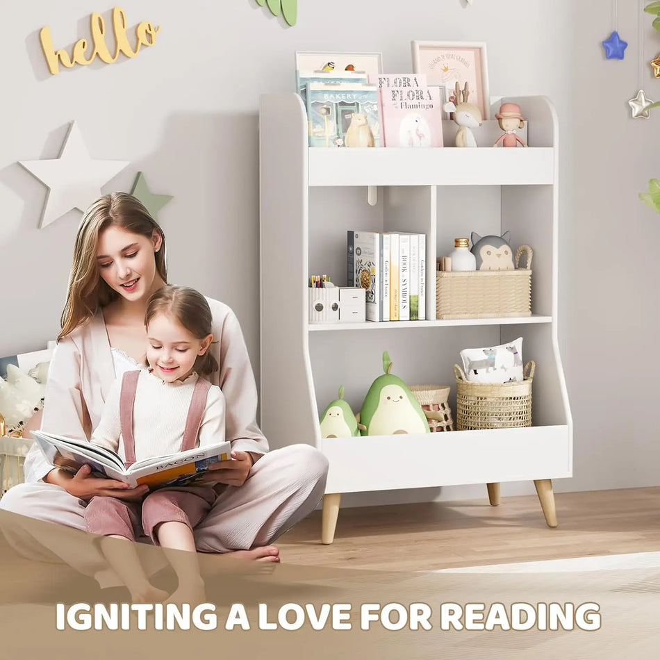 Drvena jedinica za pohranu za djecu s policom za knjige i 5 odjeljaka