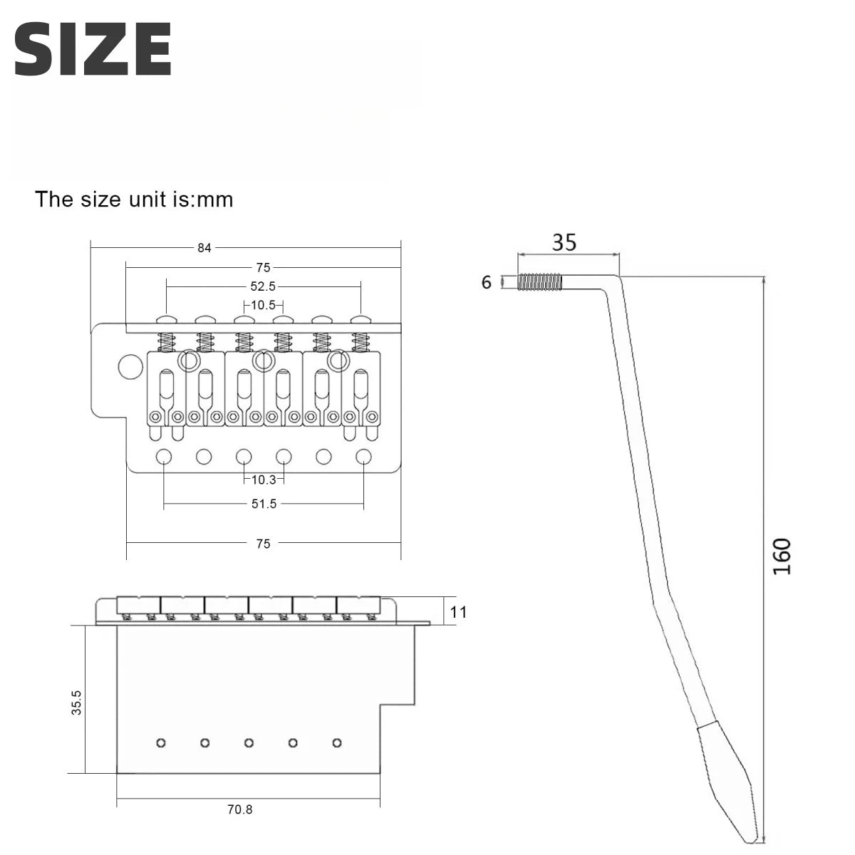 Miwayer 52.5mm Tremolo Bridge Chrome &ndash; Vintage Design