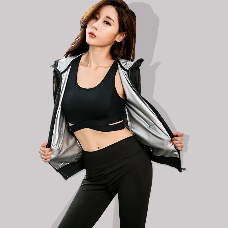 Womens Sauna Tracksuit Hooded Long Sleeves - Quick Dry