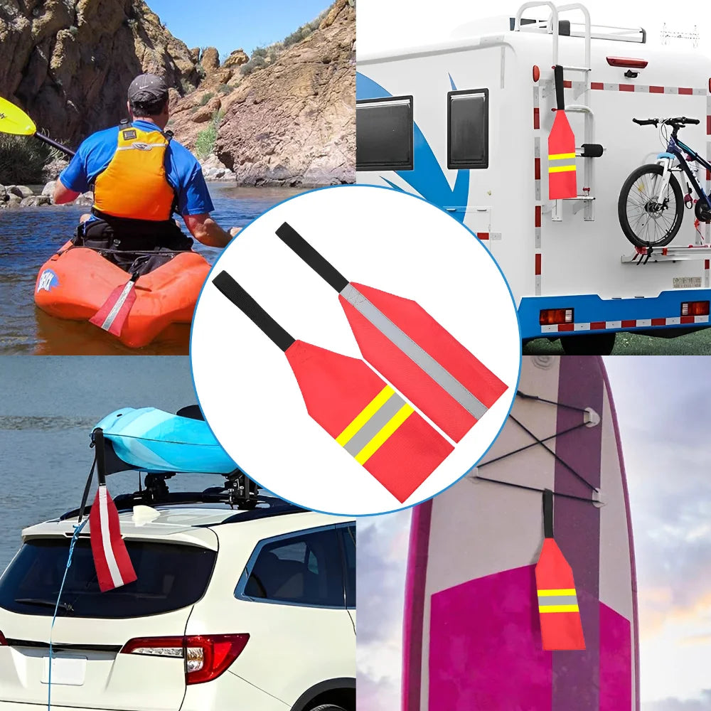 Travel Flag Red Warning Flag with Webbing for Kayak Towing Canoe Travel Trailer Truck Safety Accessories Kit