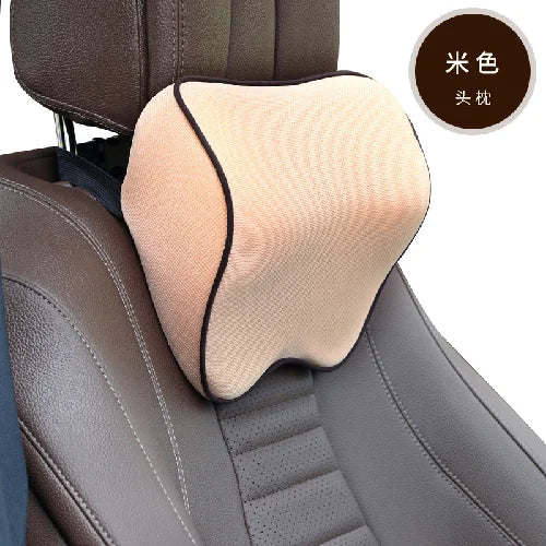 Breathable 3D Memory Foam Car Headrest &ndash; Neck Support Beige