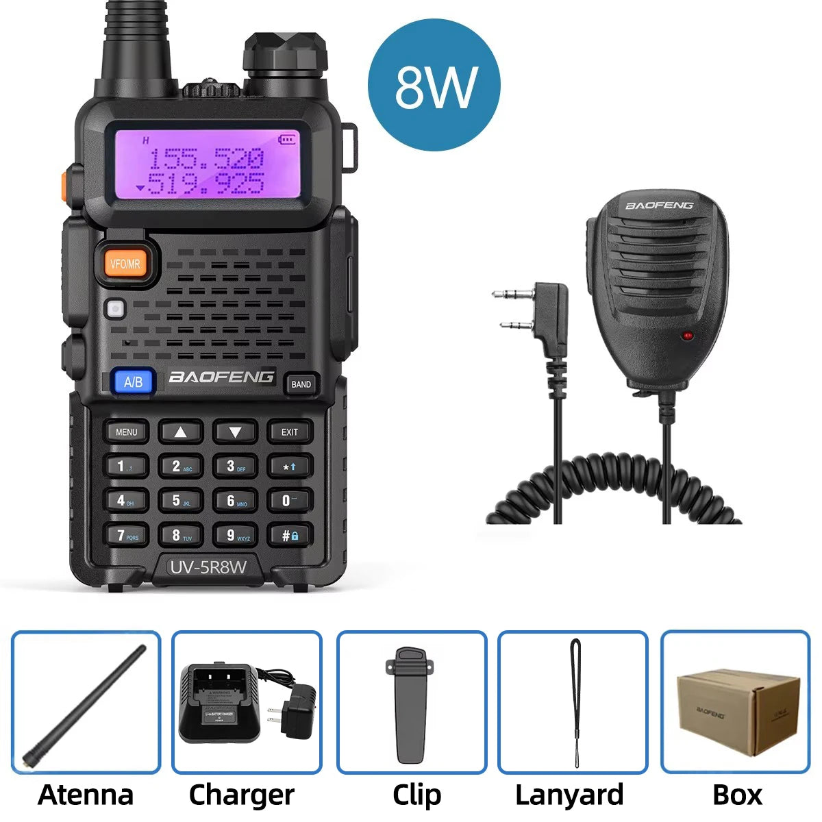 Baofeng UV-5R &ndash; Dual Band Ham Radio 5W Power Long Range 8W-mic / EU