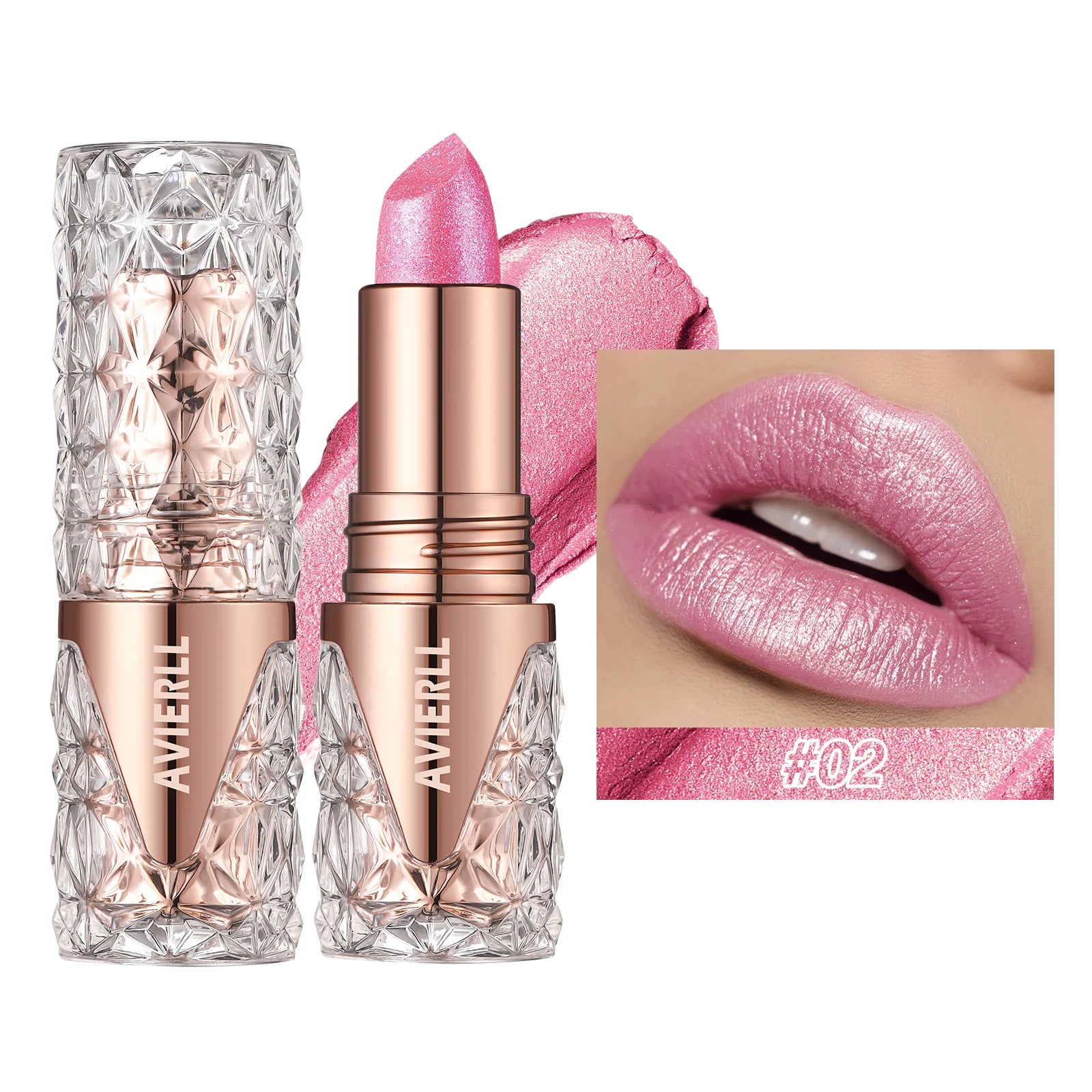 NoEnName_Null Fine Glitter Moisturising Lipstick 02 / Full Size