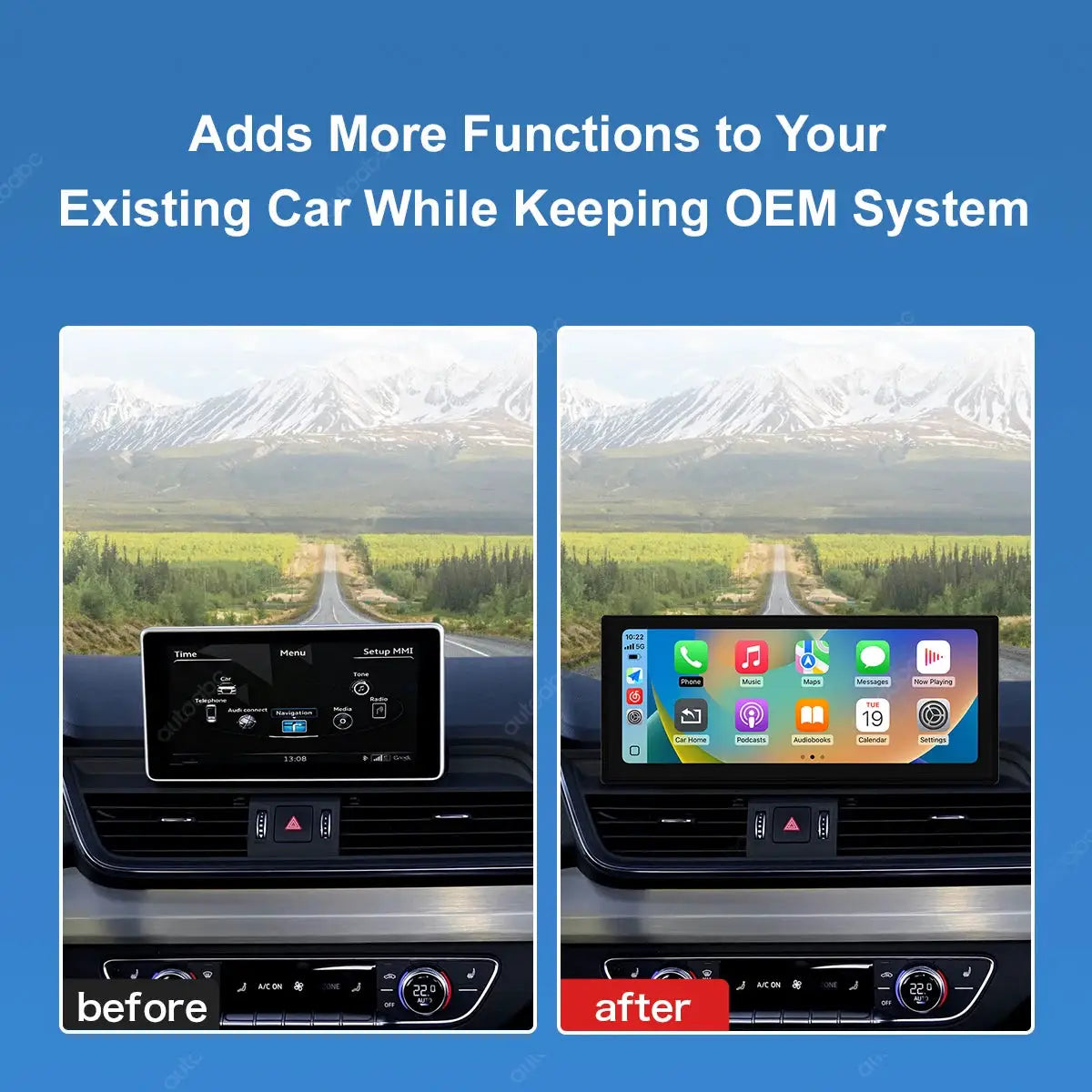 12.3'' TouchScreen Wireless CarPlay Car Multimedia Display For Audi Q5 2018-2019 MIB System with Android Auto Airplay Function by InterCyprus Trading Ltd