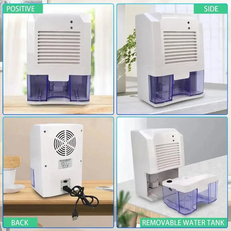 Compact Quiet Portable USB Dehumidifier 800ml Bedroom White