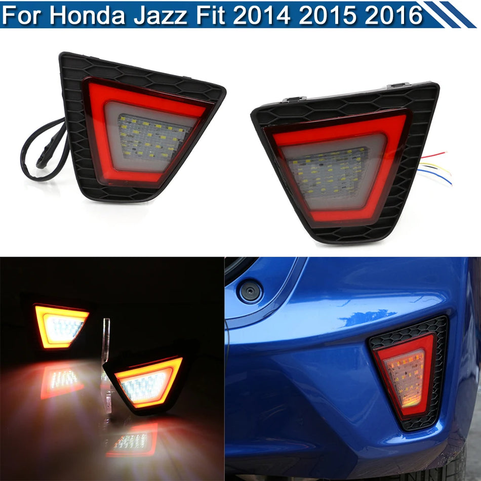 LED Achterbumperlichten voor Honda Jazz Fit 2014-2016 Rood ABS RB-BT-FIT005 met Rijden, Remmen, Achteruitrijden, Richtingaanwijzers
