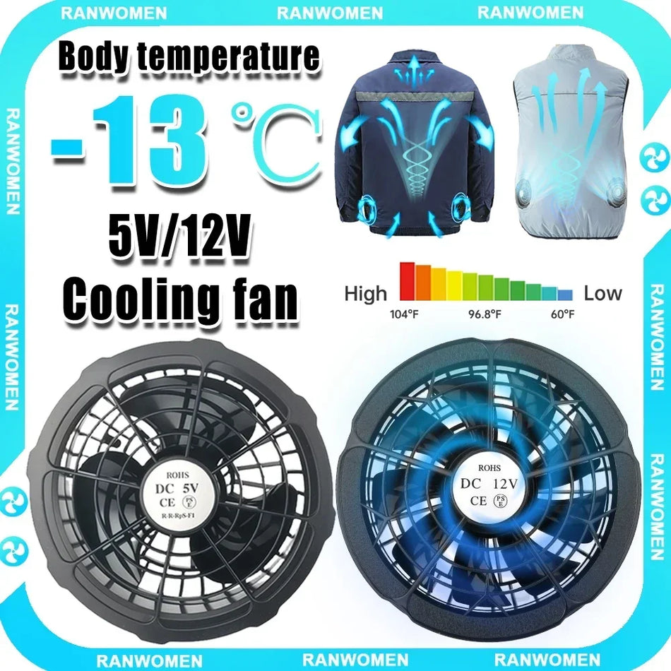 Gilet de refroidissement avec ventilateur 5V/12V, vitesses réglables pour le travail en extérieur et la pêche.