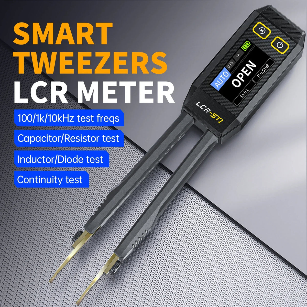 FNIRSI LCR-ST1 Smart Bridge Tweezer &ndash; Precision LCR SMD ESR Tester