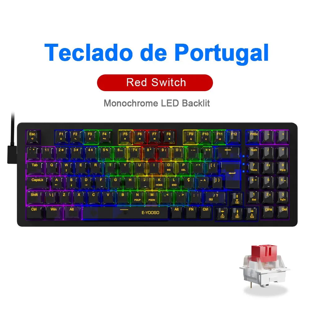 E-YOOSO Z94 Teclado Mecânico USB para Jogos com Fio Retroiluminado E-YOOSO Z94 Teclado Mecânico USB para Jogos com Fio Retroiluminado