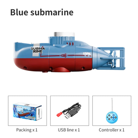 Mini RC Submarine - Waterproof Remote Control Diving Toy for Kids Blue