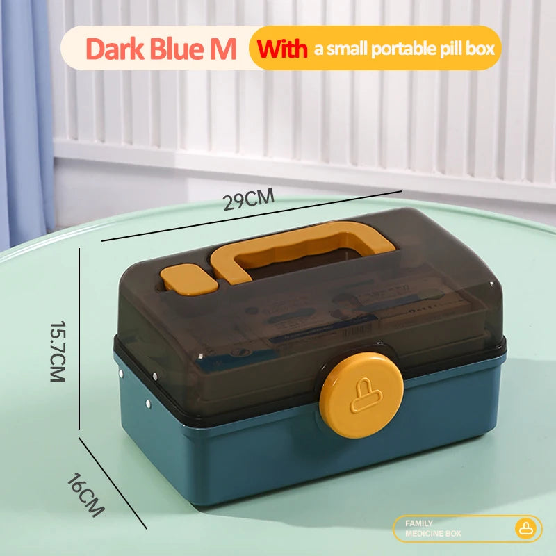 Pill Storage Organizer &ndash; Large Capacity Dust Resistant Blue M