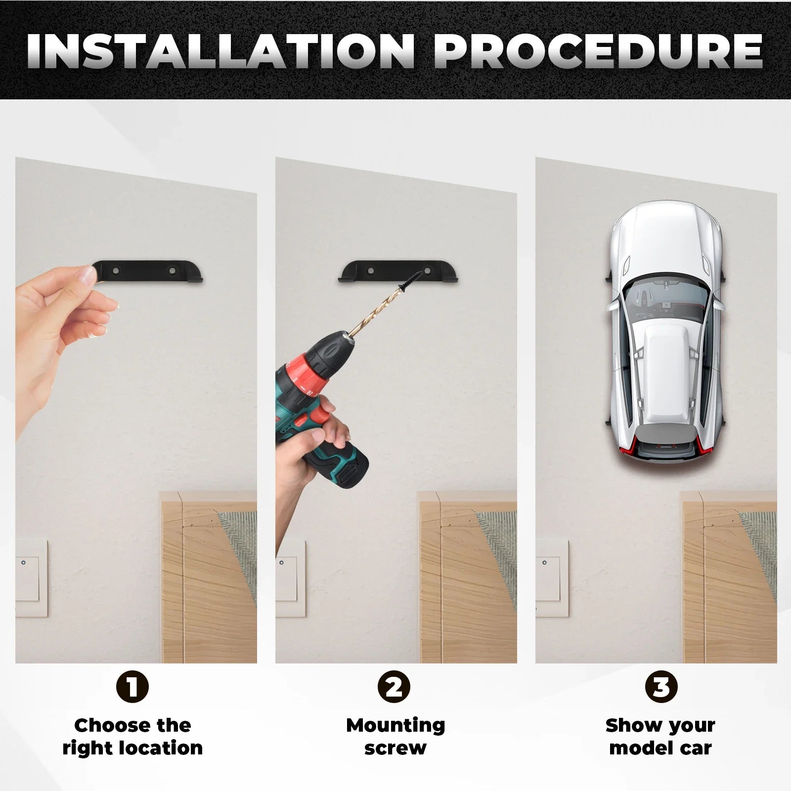 Wall Mount Car Model Display Rack &ndash; Vertical Car Toy Display