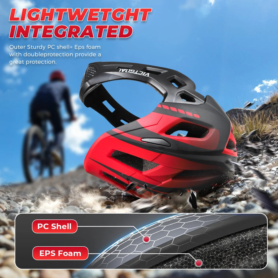 Casca pentru copii cu față completă cu lumină de spate, detașabilă, carcasă din PC și spumă EPS