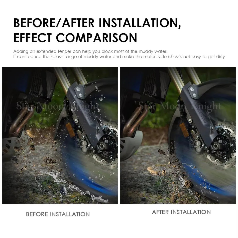 Yamaha Tenere 700 Front Fender Mudguard Extender, Splash Guard with Self-Adhesive Mount