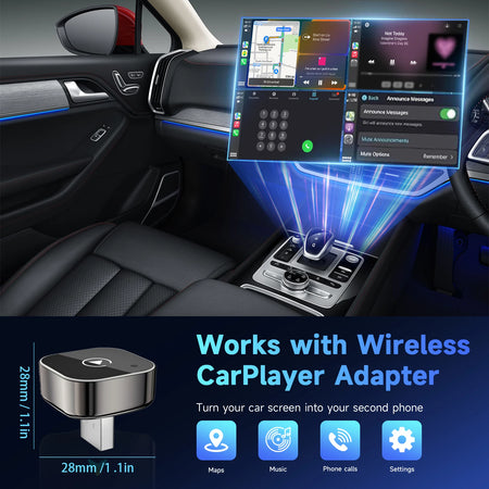 Pionray 2in1 Wireless CarPlay &amp; Android Auto Adapter for Smart Cars