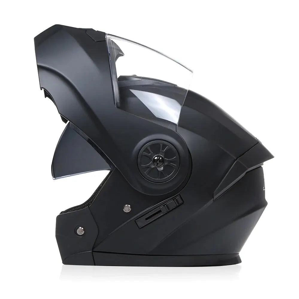 Personalised Dual Lens Flip Up Helmet &ndash; Enhanced Visibility matte black / L