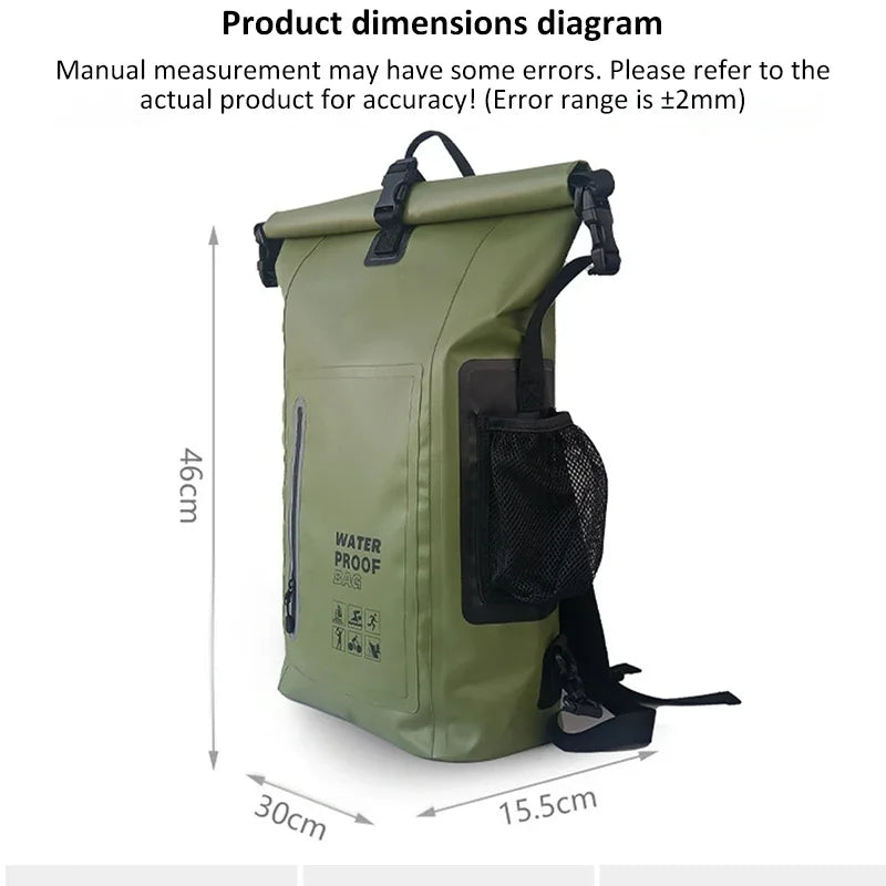 500D PVC Outdoor Waterproof Backpack 25L &ndash; Hiking Drybag