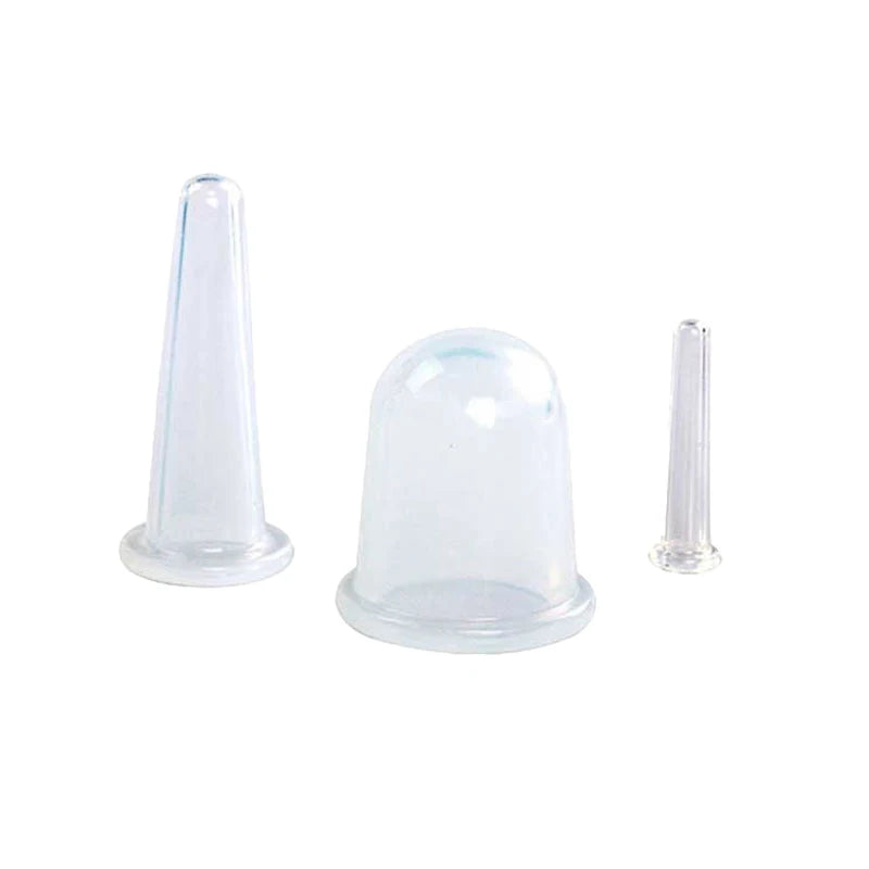 3/4PCS Silicone Vacuum Cupping Massage Jars - Face Lift 3pcs Transparent