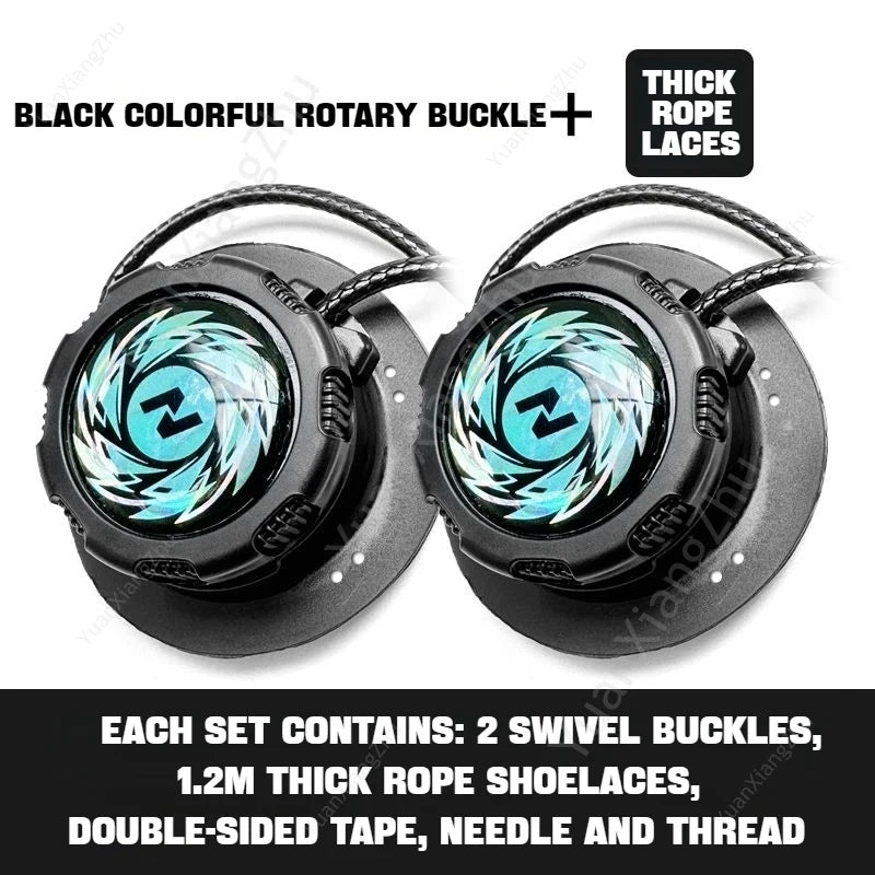 Automatic Swivel Buckle No-Tie Elastic Shoelaces for Adults and Kids Black Dazzle / CHINA