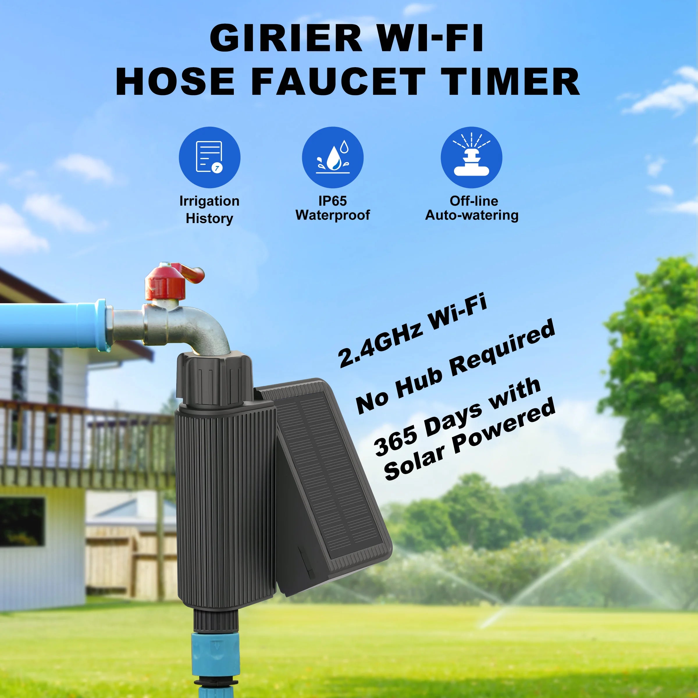 GIRIER Smart Water Timer &ndash; Solar Powered WiFi Timer