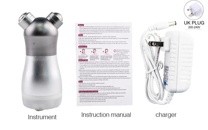 MONAI Face Massager &ndash; LED Photon Therapy For Firming Silver-UK-Plug