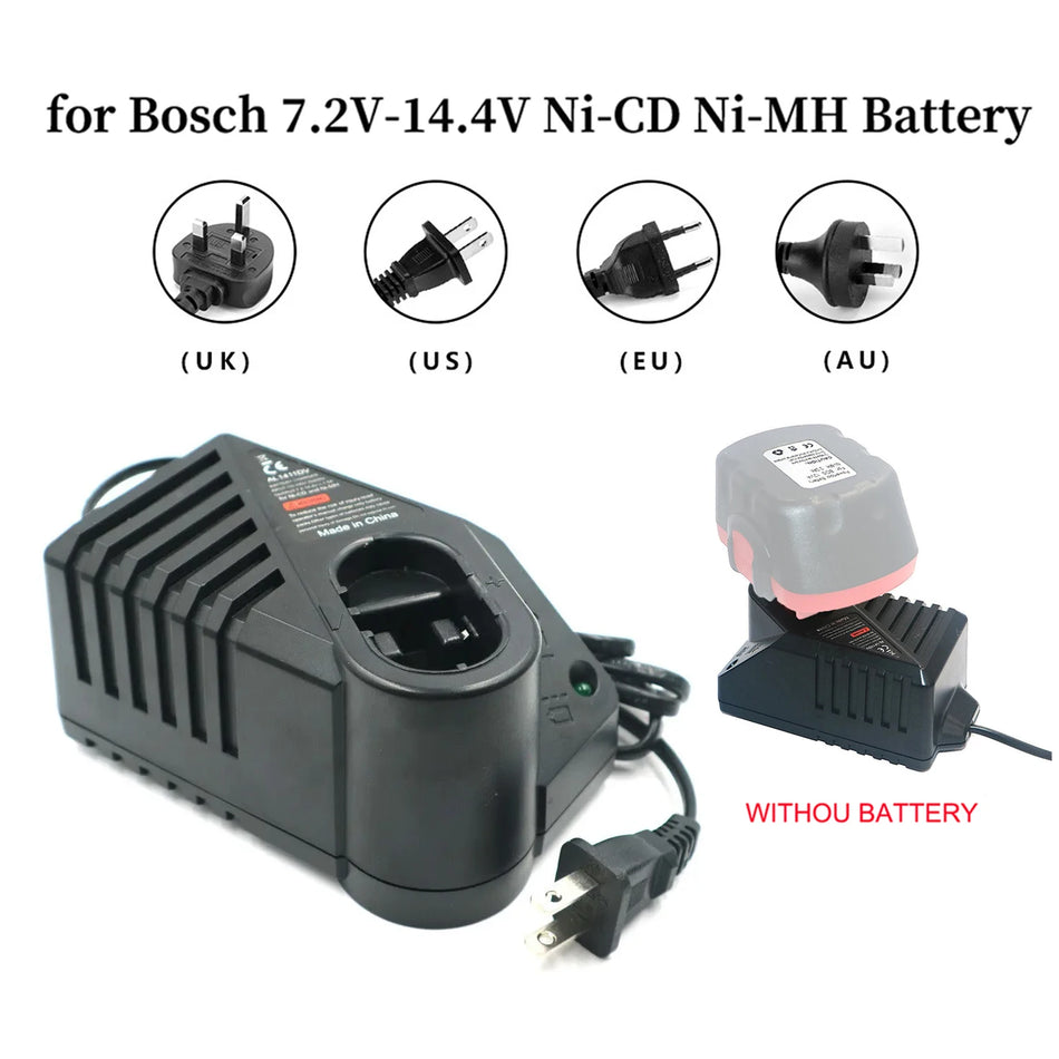 Carregador Adaptador de Alimentação AC para Ferramentas Elétricas Bosch Modelos de 7.2V a 14.4V