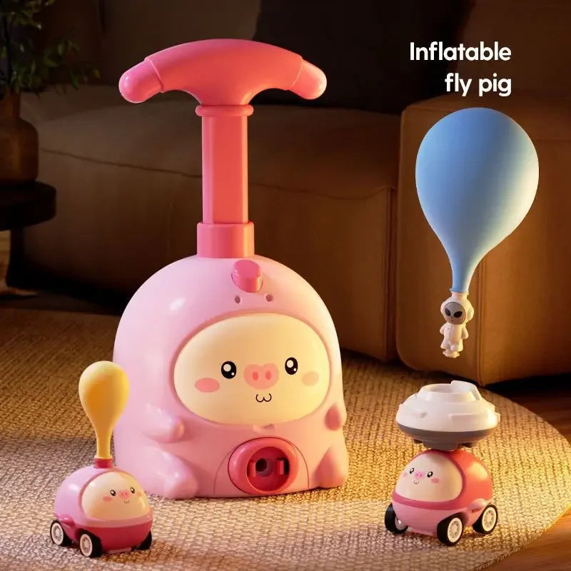 Educational Inertial Air-Powered Balloon Car &amp; Rocket Launcher Toy Set for Kids - Ideal New Year Gift