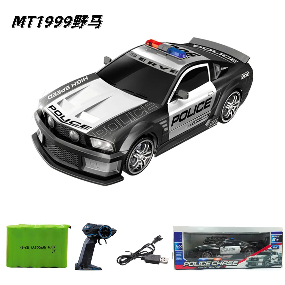 RC Police Car 1/12 Scale &ndash; High Speed Remote Control with Lights WHITE