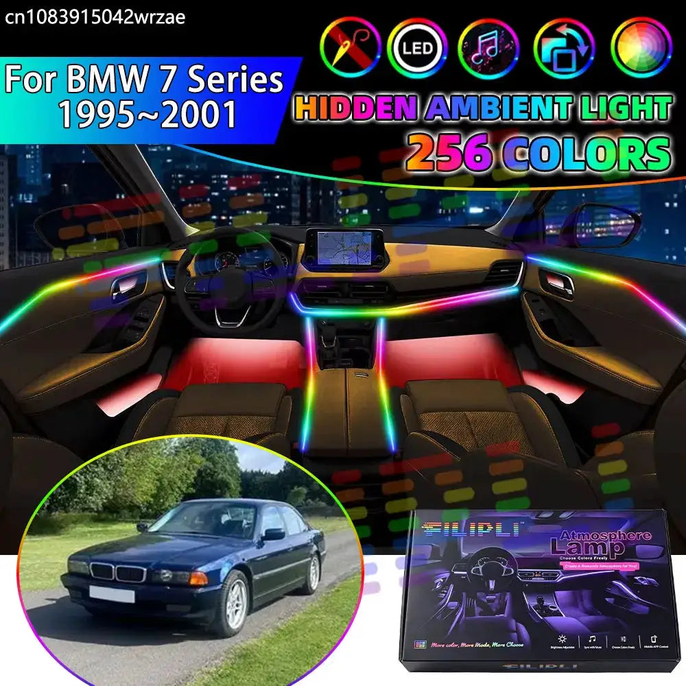 For BMW 7 Series 1995~2001 MK3 3th E38 RGB Car Interior Ambient Lights Strips Breathing Lighting Kit App Control LED strips Auto by InterCyprus Trading Ltd