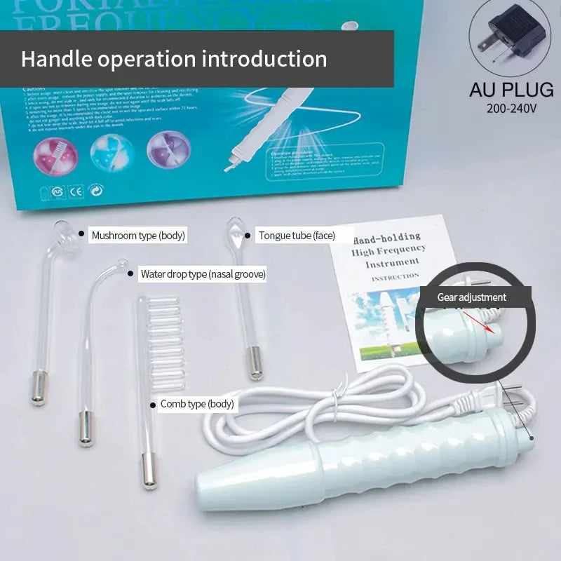 4in1 High Frequency Electrode Wand &ndash; Acne Spot Removal Box Pack AU Plug