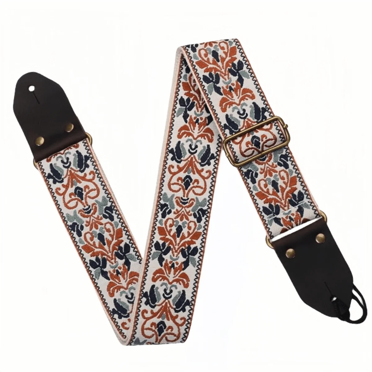 Miwayer Guitar Strap &ndash; Vintage Floral Breathable Comfort Brown