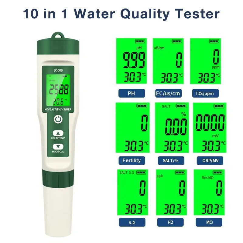 Digital PH Meter 10 In 1 &ndash; Backlit Display For Easy Reading