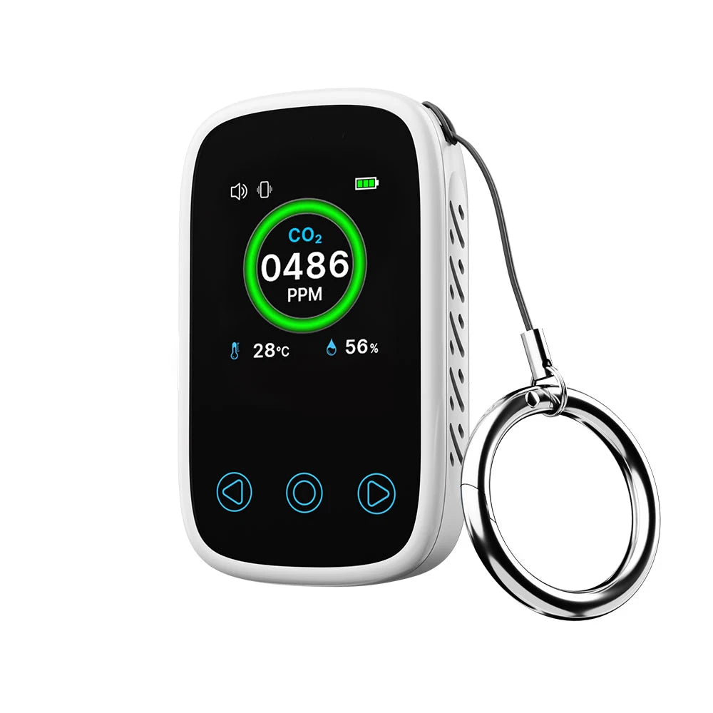 3 In 1 Air Quality Meter CO2 Temp Humidity &ndash; Voice Alarm CO2 Detector White