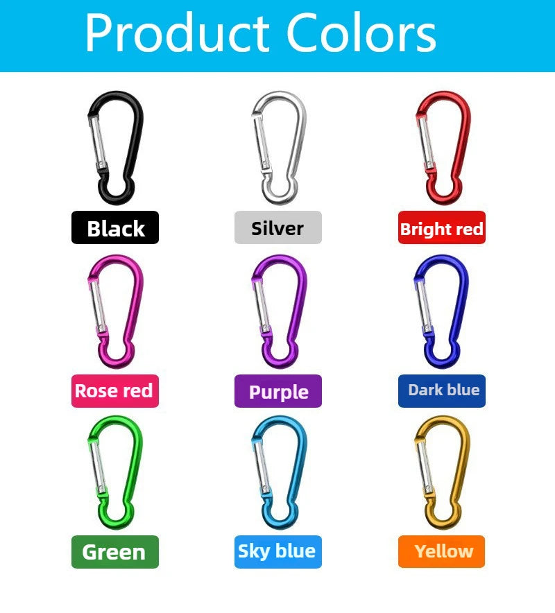 Aluminum Alloy Gourd Shaped Model 5 Outdoor Safety Spring Hook Carabiner with LED Light for Climbing Water Bottle Backpack