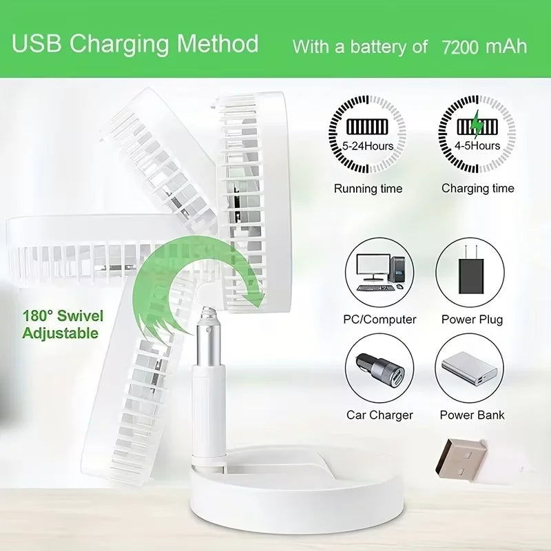 Retractable USB Foldable Mini Fan &ndash; Adjustable High Low