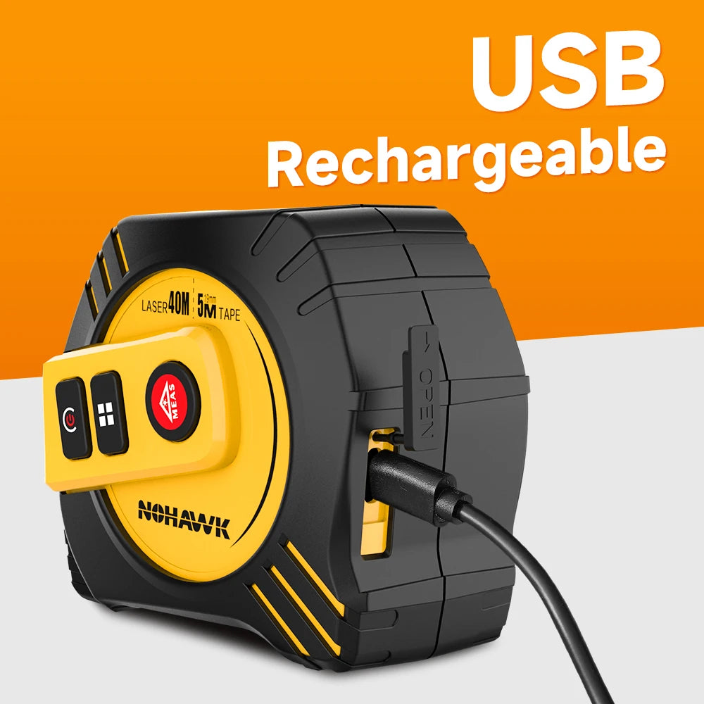 Nohawk Laser Tape Measure - 2 in 1 USB Rechargeable 40m/80m