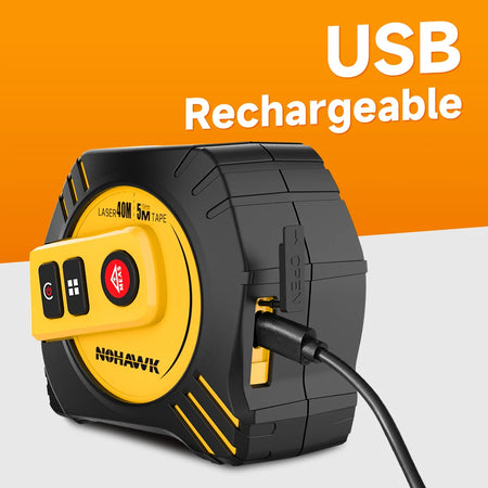 Nohawk Laser Tape Measure - 2 in 1 USB Rechargeable 40m/80m