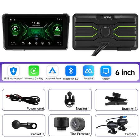 6 Inch Motorcycle Multimedia Player &ndash; 2K HD Touch Screen with Wireless CarPlay and Android Auto M792-DVR-TMPS / CHINA