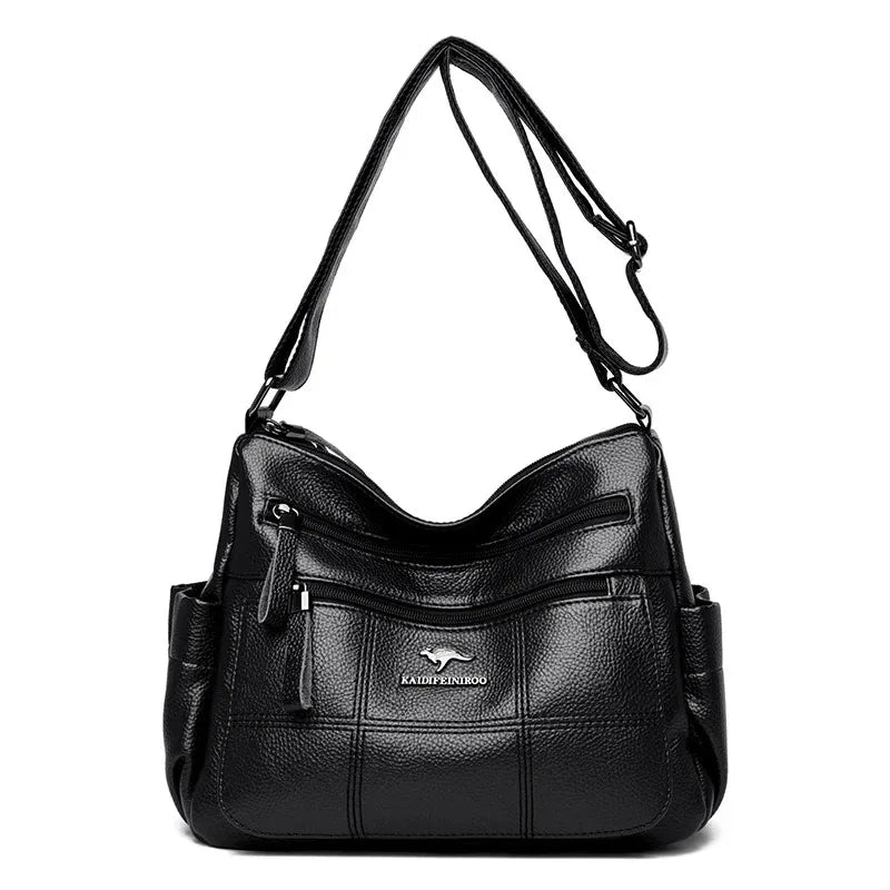 VANDERWAH Soft Leather Luxury Tote Handbag for Women Black