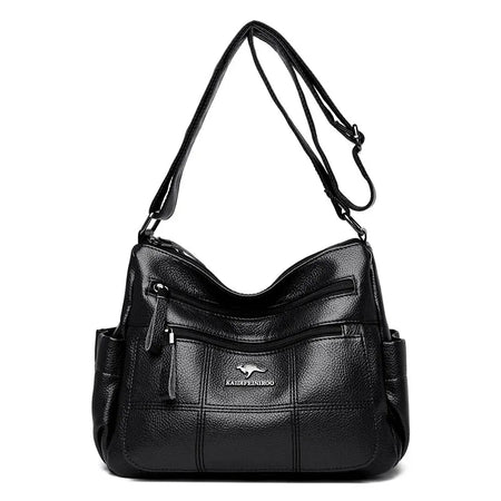 VANDERWAH Soft Leather Luxury Tote Handbag for Women Black