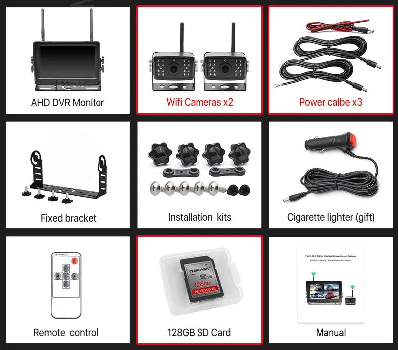 7 Inch HD AHD Car Monitor With 4 Channel DVR Wireless Backup Camera by InterCyprus Trading Ltd