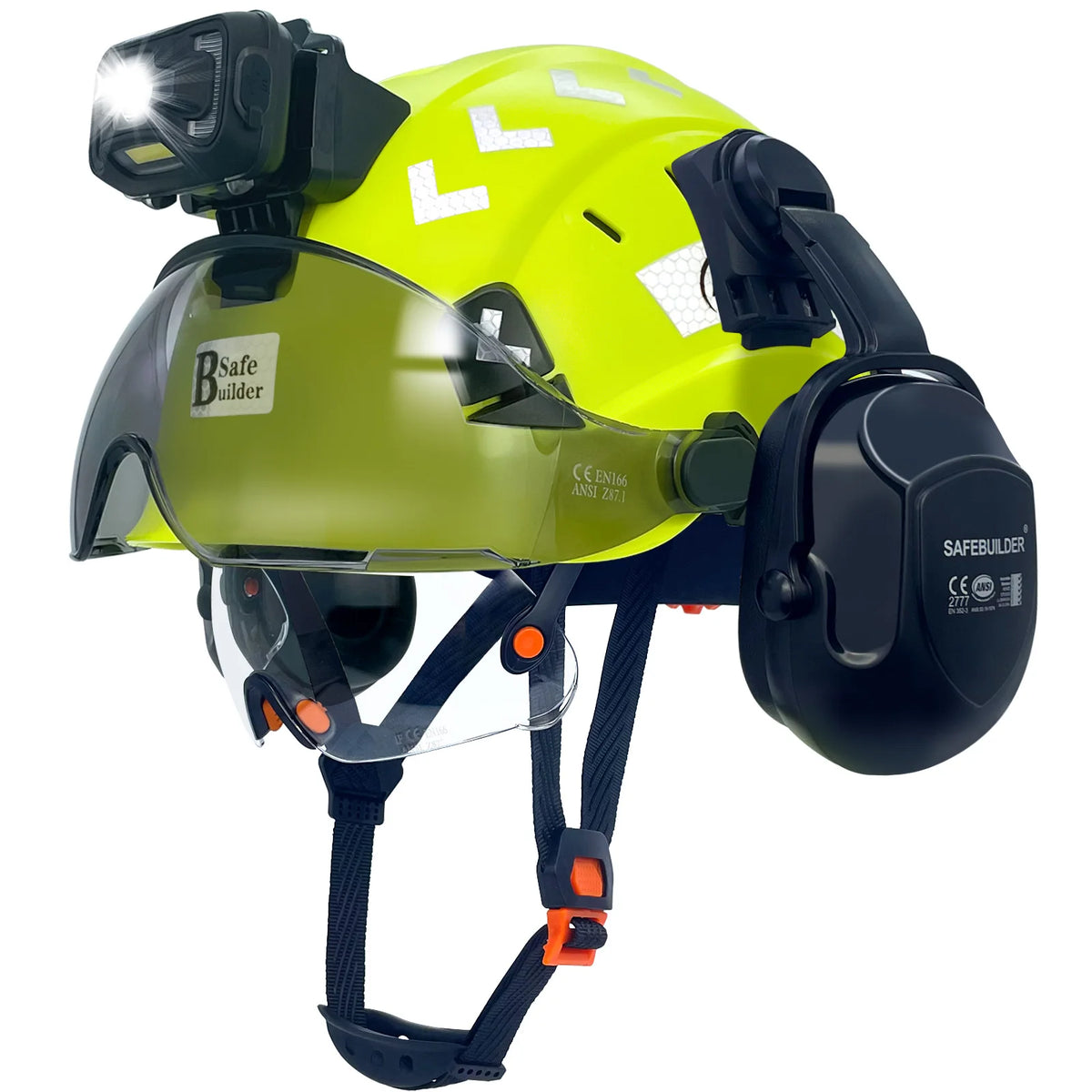 C06 Safety Helmet SHL01 &ndash; Rechargeable LED Headlamp Green CSV07E SHL01