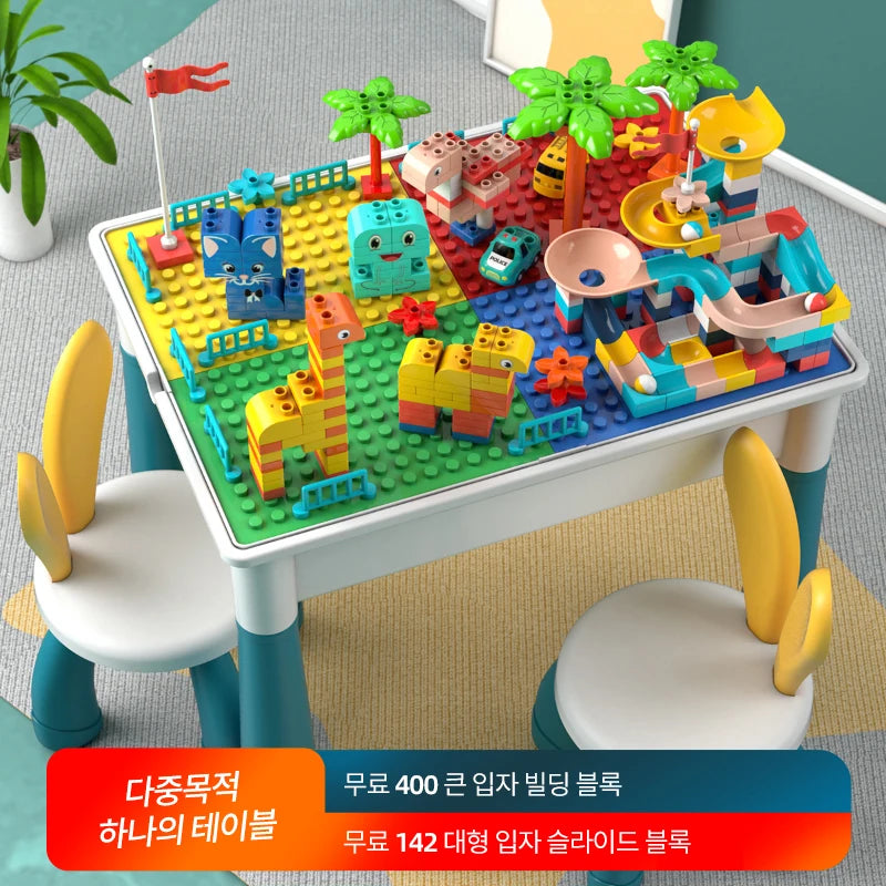 Kinderen Multifunctionele Tafelset Met Puzzelblokken Stoelen