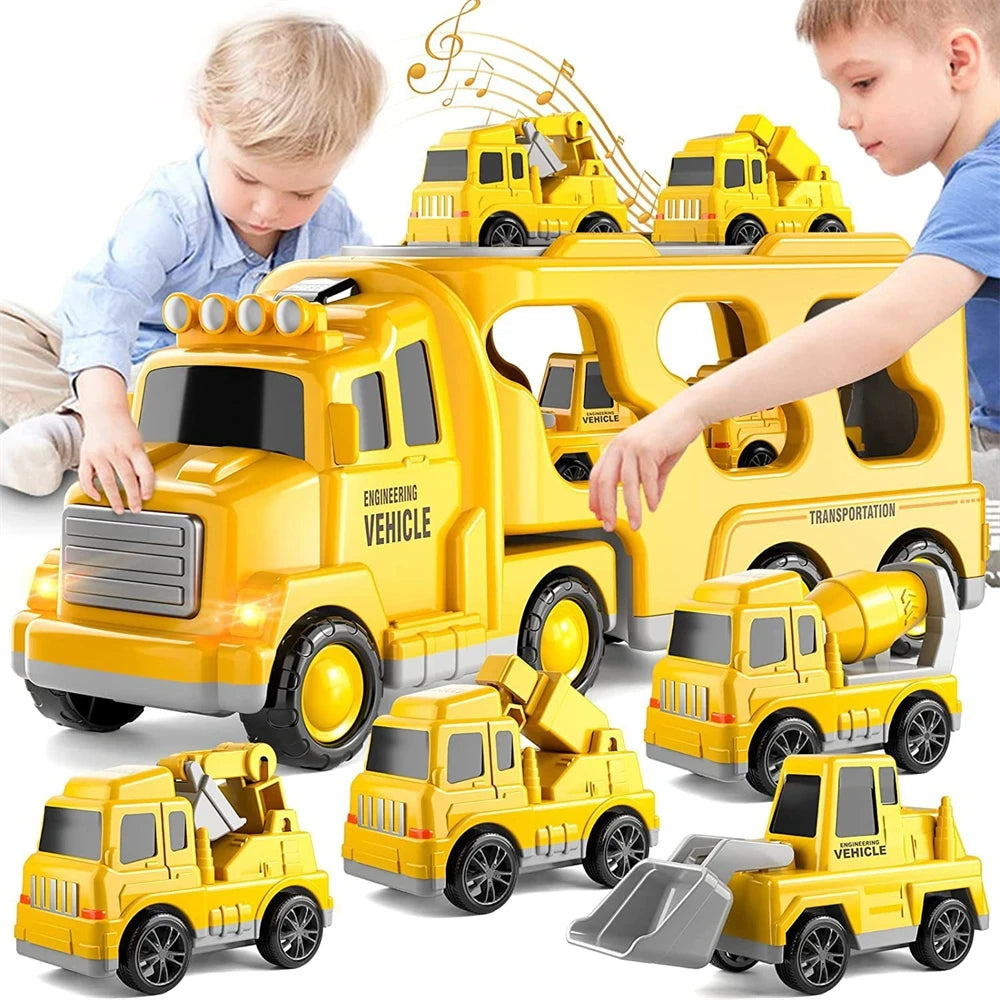 Friction Power 5-in-1 Carrier Truck &amp; Fire Engine Toy Set for Toddlers k800 / CHINA
