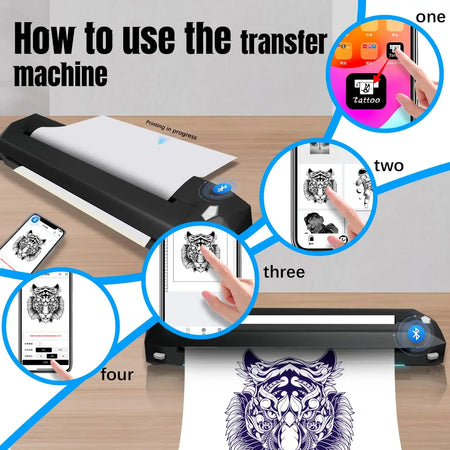 KVM Wireless Tattoo Transfer Printer Thermal Inkless