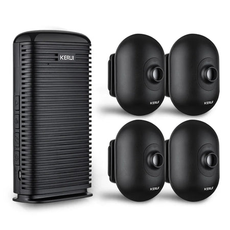 KERUI DW9 Garage Alarm Wireless Driveway Welcome Burglar Alarm Waterproof Outdoor PIR Motion Sensor Detector Security Protection 1 alarm 4 sensor / AU Plug
