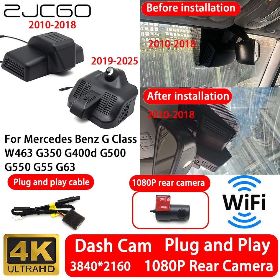 Dash Cam 4K Fram/Bak WiFi Plug-and-Play för Mercedes-Benz W463